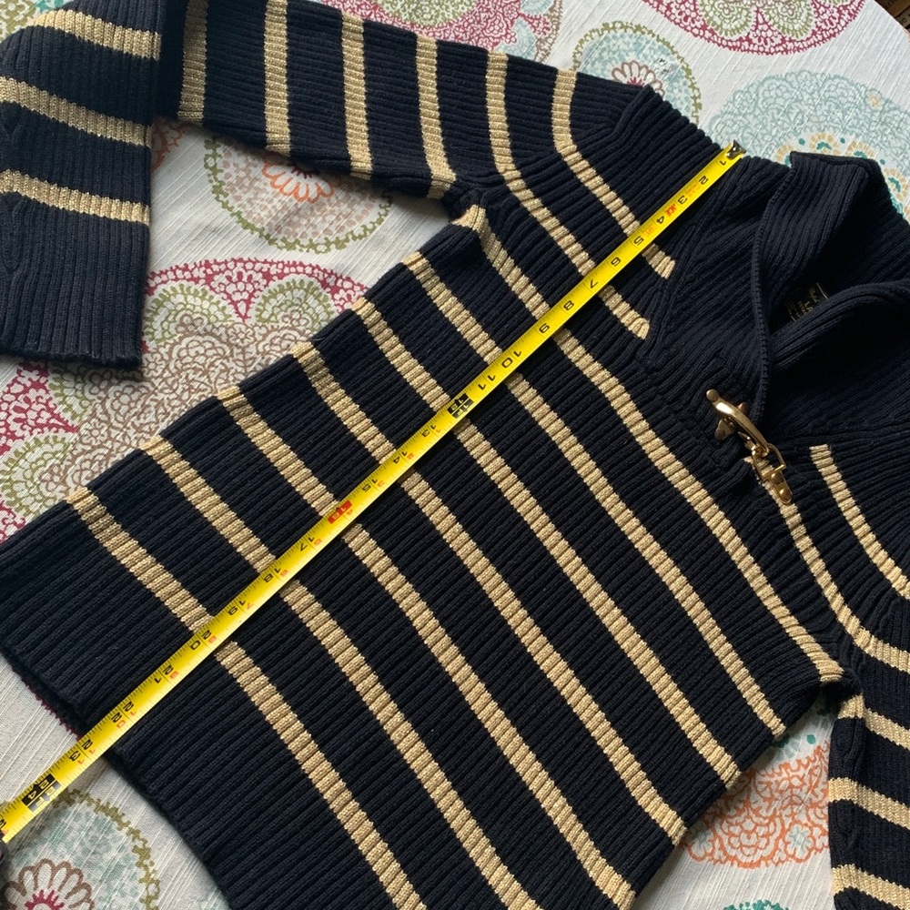 Ralph Lauren Black Label Ribbed Cotton Sweater with Gold Metallic Threads M - Picture 6 of 15